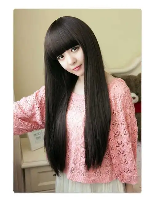 假发2019新款女生长直发齐刘海发套学生长发整顶假发