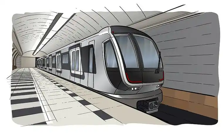 手绘莫斯科轻轨地铁站图片素材