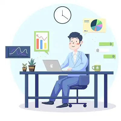 正在上班的人商务办公元素卡通人物png素材