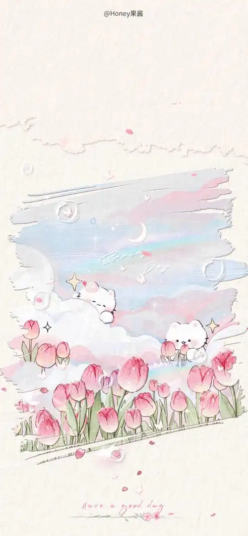 少女心郁金香兔兔壁纸