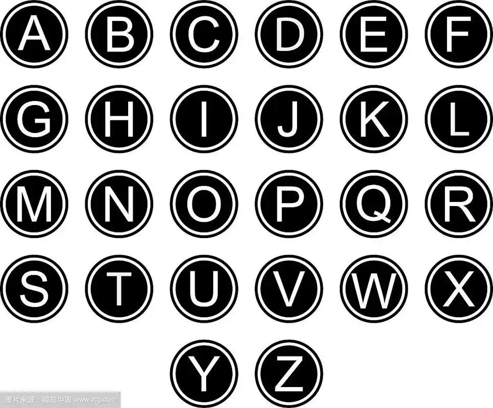 英文字母符号图标黑白套