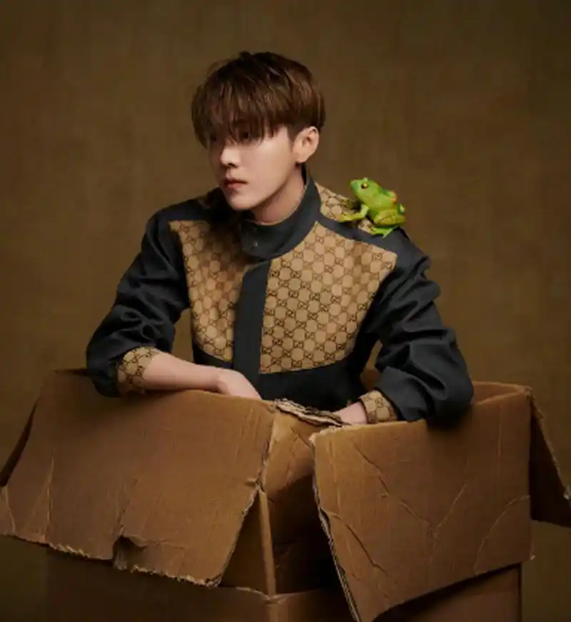 鹿晗elle五月刊封面人物大片,身穿 gucci 新季系列 ,佩戴 boucheron