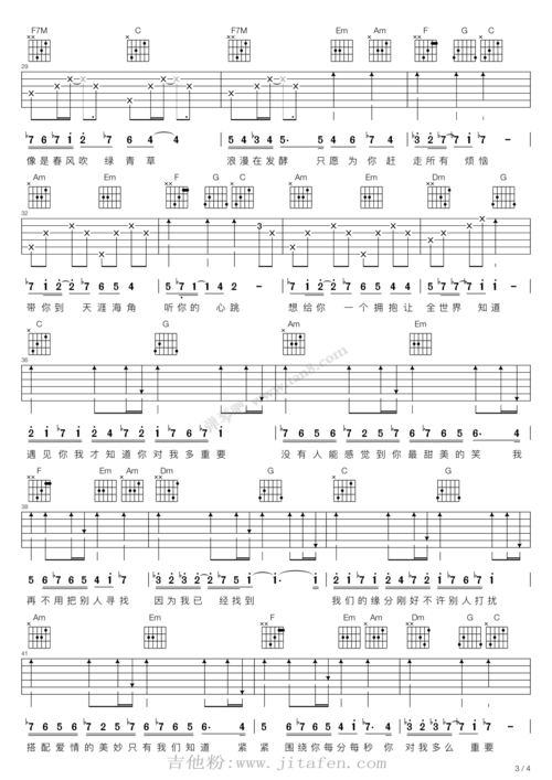 微微一笑很倾城(c调吉他弹唱谱,杨洋) 吉他谱