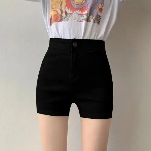 黑色高腰短裤紧身薄款弹力ins潮热裤基础显瘦外穿打底三分裤女夏