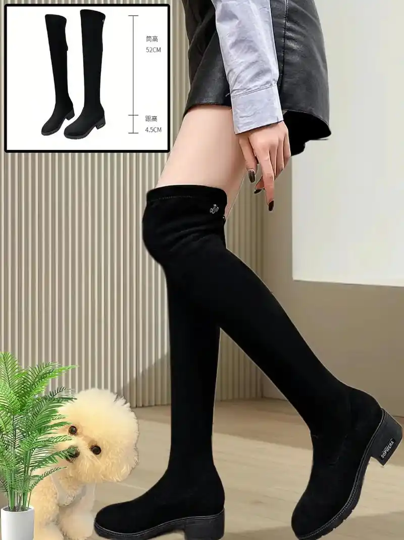 这款弹力不掉筒过膝靴太好看了吧!方跟设计, - 抖音