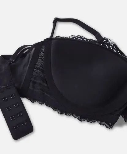 oysho 黑色蕾丝镶边装饰全罩杯有钢圈文胸薄款含胸垫 30145502800