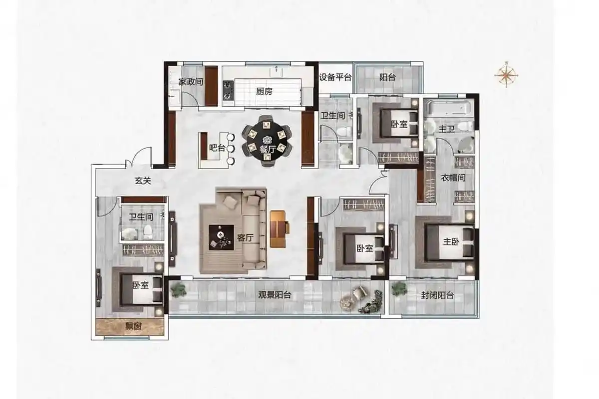 200平米户型,一步到位的理想住宅,设计非常奢华