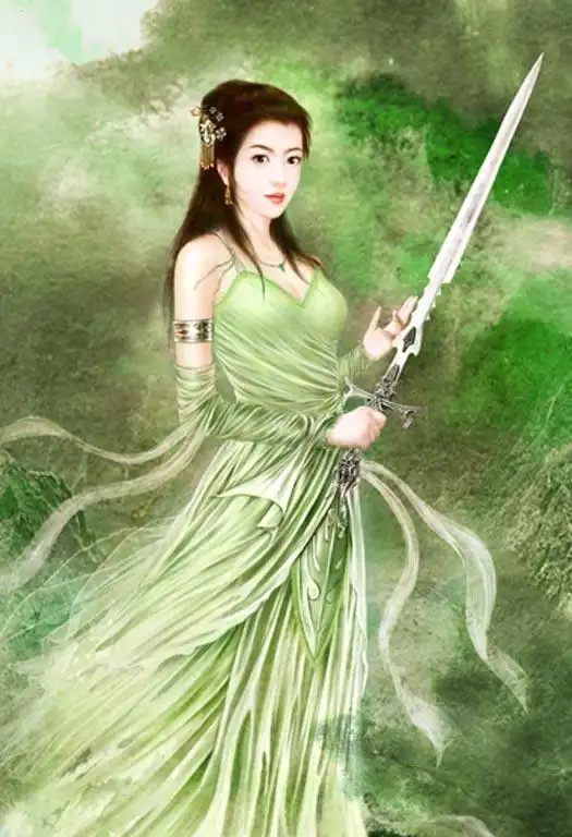 衣带飘飘江湖柔情手持长剑的青衣女子