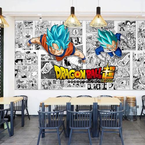 3d黑白漫画龙珠超壁纸日本动漫超级赛亚人背景墙装饰卧室网咖壁纸