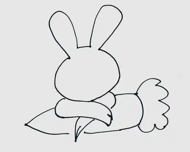 吃萝卜的小白兔简笔画画法图片步骤_简笔画图片大全 - 绘画者图库