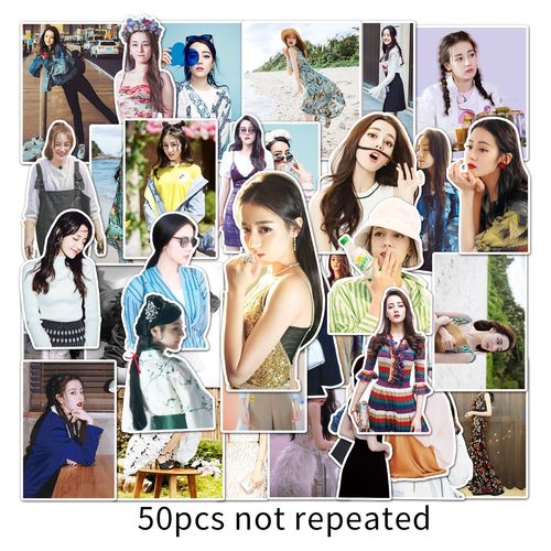 50张迪丽热巴明星涂鸦贴纸行李箱滑板车平板电脑汽车卡通装饰贴纸