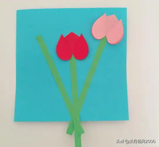 幼儿园亲子手工,一学就会的简单贴画教程,用心形贴的花儿