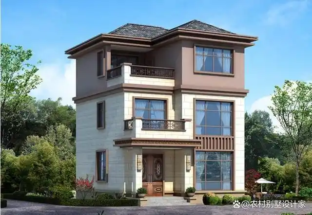 面宽两开间三层小户型别墅图纸推荐,占地不足100平方,带大露台