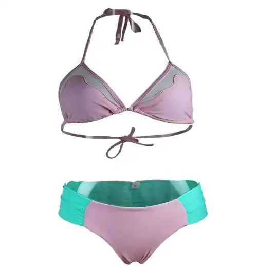 2016外贸新款拼色三角比基尼速卖通系带女士分体泳装性感游泳衣女