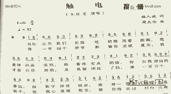 触电_歌谱简谱_哆来咪123曲谱网