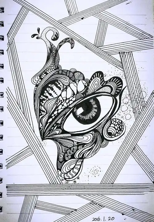 眼睛创意线描