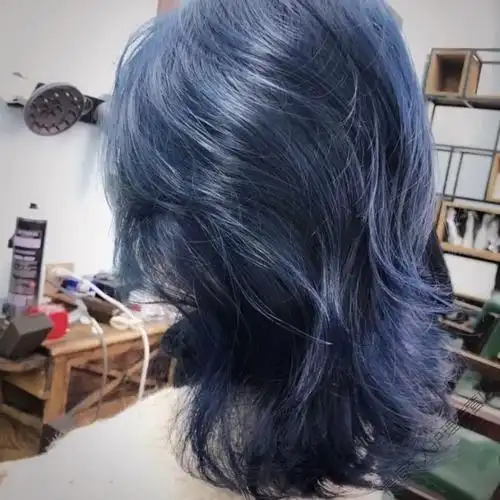 自己在家染雾蓝黑湖泊蓝2021流行色染发膏 星空蓝(头发已是9度黄发选)