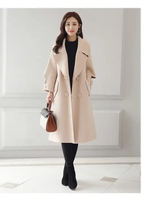 【高品质】【好质量】毛呢外套女中长款2020秋冬季新款韩版宽松加厚时