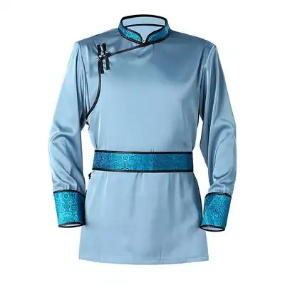 民族风男装春夏蒙古元素上衣外套仿真丝立领蒙古服装男日常生活装