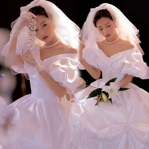 新款80妈妈年代婚纱写真主题复古怀旧宫廷白纱私房艺术照摄影服装