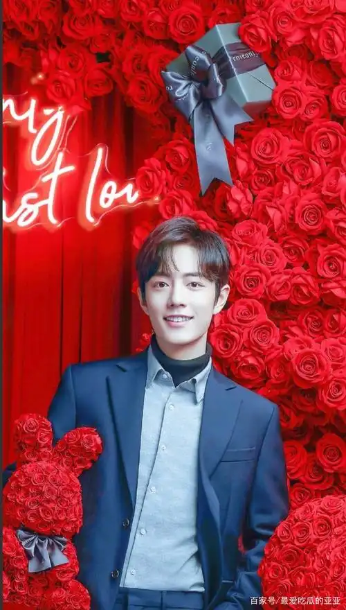 火红玫瑰,满屏的娇艳玫瑰也抵不过肖战的一个笑容吸睛.