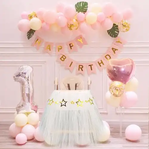 尊泉儿童一周岁宴生日装饰场景布置男孩女孩生日会场布置用品气球清新