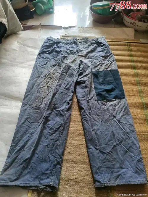 怀旧老式手工补丁落色棉布裤