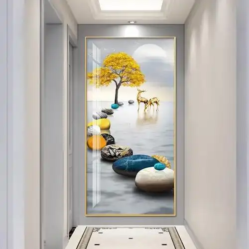 玄关画简约现代装饰画客厅入户过道墙壁画楼梯走廊正对门挂画竖版现代