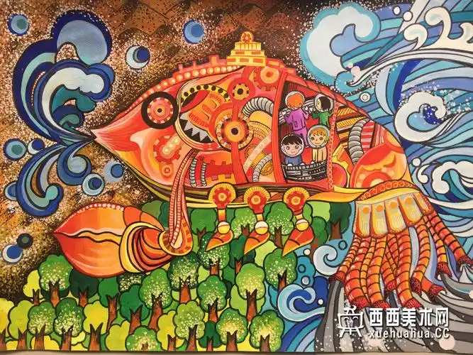优秀儿童获奖科幻画智能水源净化器赏析
