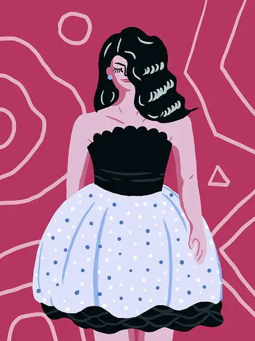 扁平卡通时尚女郎插画下载