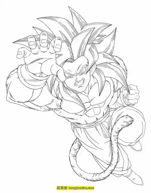 11张男孩子们最喜欢的七龙珠格斗漫画涂色图片-红豆饭小学生简笔画