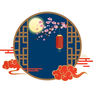 中国风古典金色祥云圆形窗户边框