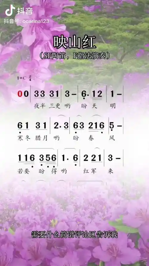 映山红,陶笛动态简谱动态谱