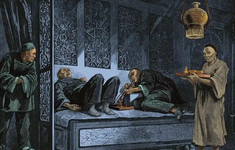 的方法,这种单纯吸食鸦片的方法将"鸦片烟"里的主要成分烟草去掉了,只