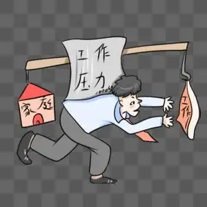 手绘当代工作压力下的青年图片素材