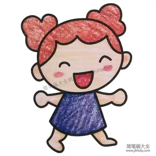 开心的小女孩填色图片开心的小女孩简笔画图片