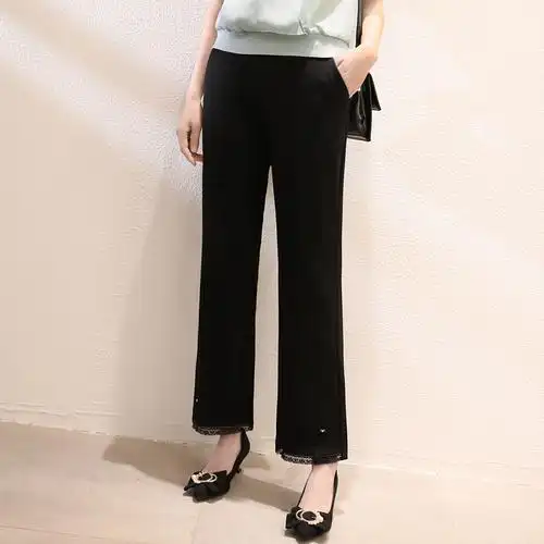 2020秋冬季新款雅致音儿女装百搭显瘦流苏九分裤微喇叭休闲裤子