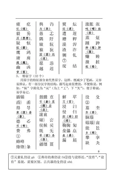 全网最全二简字表