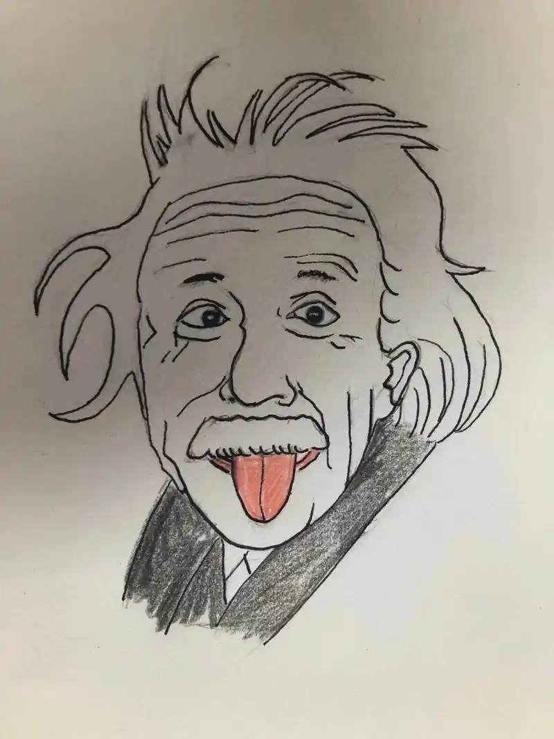 画画 #爱因斯坦 #彩铅 #速写#上热门 - 抖音