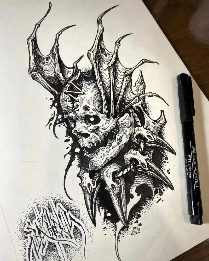 纹身设计 #暗黑纹身 #纹身图案手稿 #贵阳纹身 #tat - 抖音