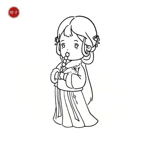 吃糖葫芦的汉服少女简笔画附过程简笔画汉服糖葫芦教程简笔