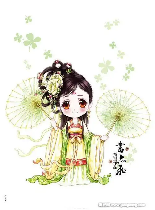 古风q版人物插画,萌萌哒的卡通古风人物
