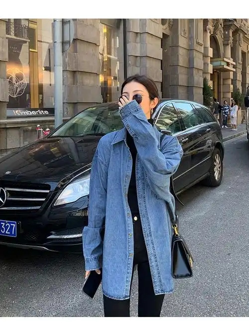 新款牛仔外套衬衫女外穿2022韩版宽松学生bf长袖宽松蓝色内搭上衣外套