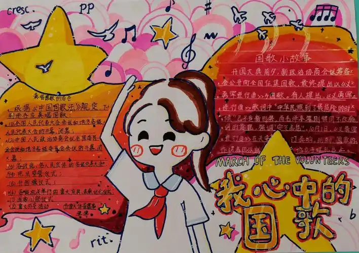 我心中的《国歌》——六年级音乐手抄报展_旋律_张玉珠_赵沂云