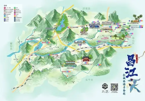 景德镇昌江区景区手绘地图导览图