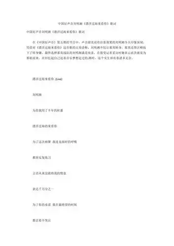 中国好声音刘明湘漂洋过海来看你歌词