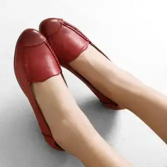 佘慕莲(shemulian)高端轻奢抢真皮女单鞋英伦圆头休闲平底豆豆鞋软面