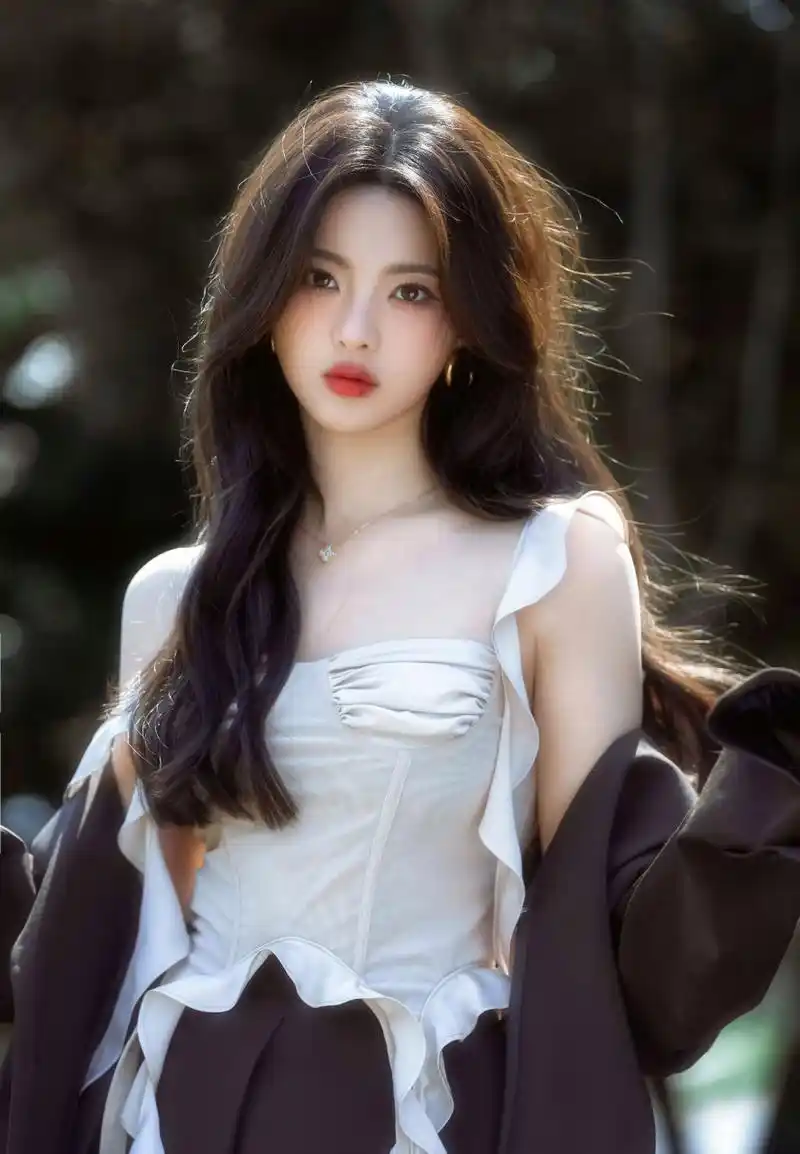 杨超越,白色吊带上衣搭配黑色高腰裙,外搭西服,美的梦幻!