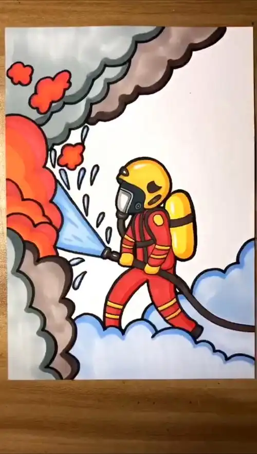 教你画消防员灭火,你学会了吗?