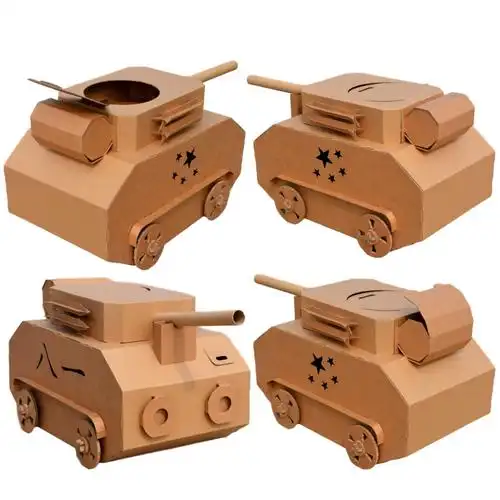 纸辉家纸箱坦克模型幼儿园可穿穿戴玩具儿童diy白模填色